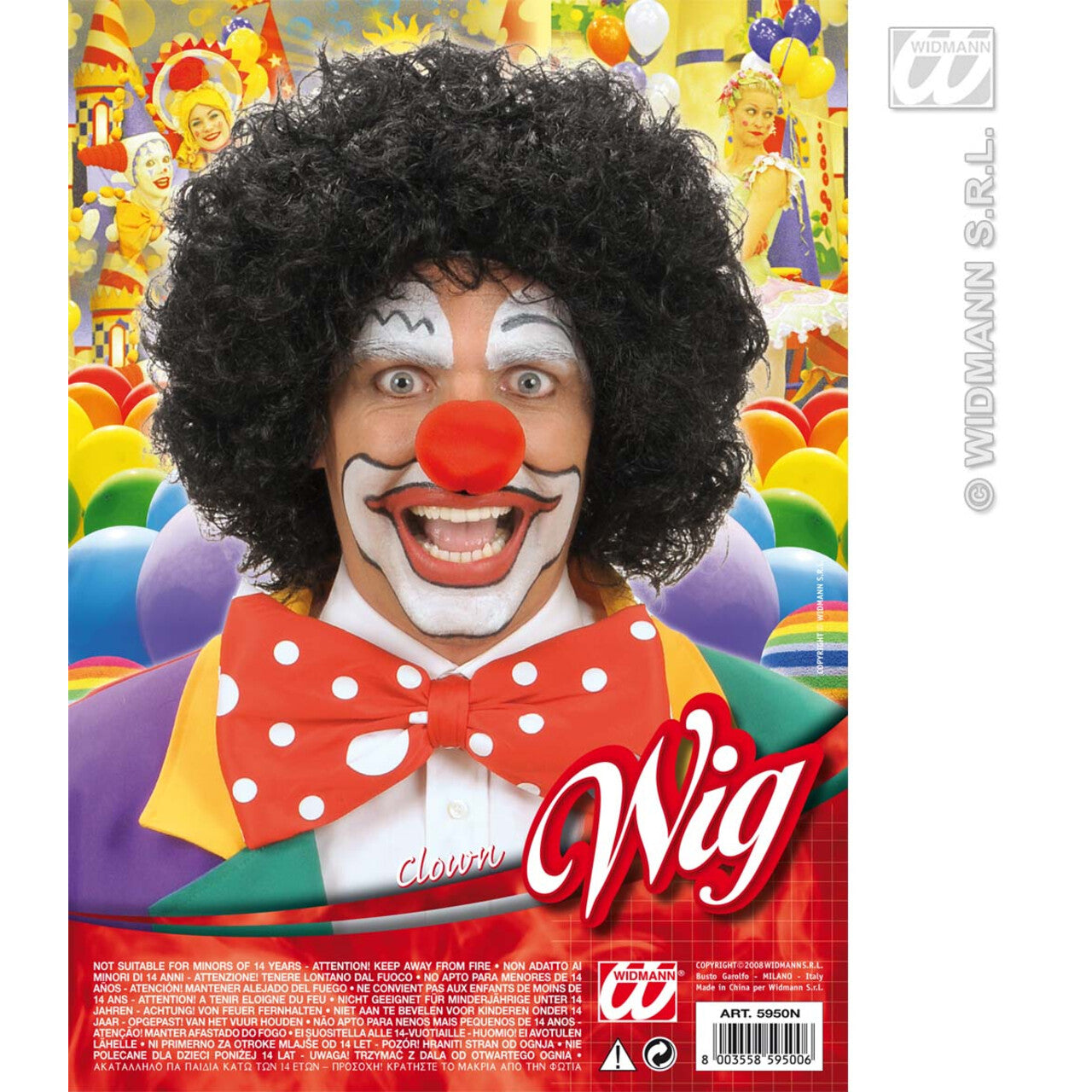 Op deze afbeelding zie je een Accessoires, van het merk Widmann. Pruik, Clown Zwart
