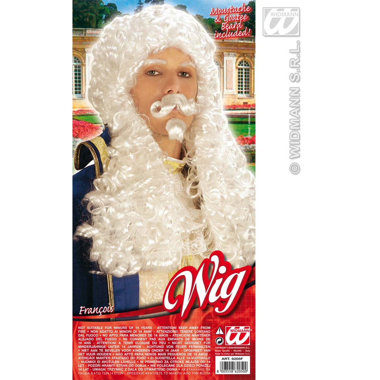 Op deze afbeelding zie je een Accessoires, van het merk Widmann. Pruik, Francois Wit