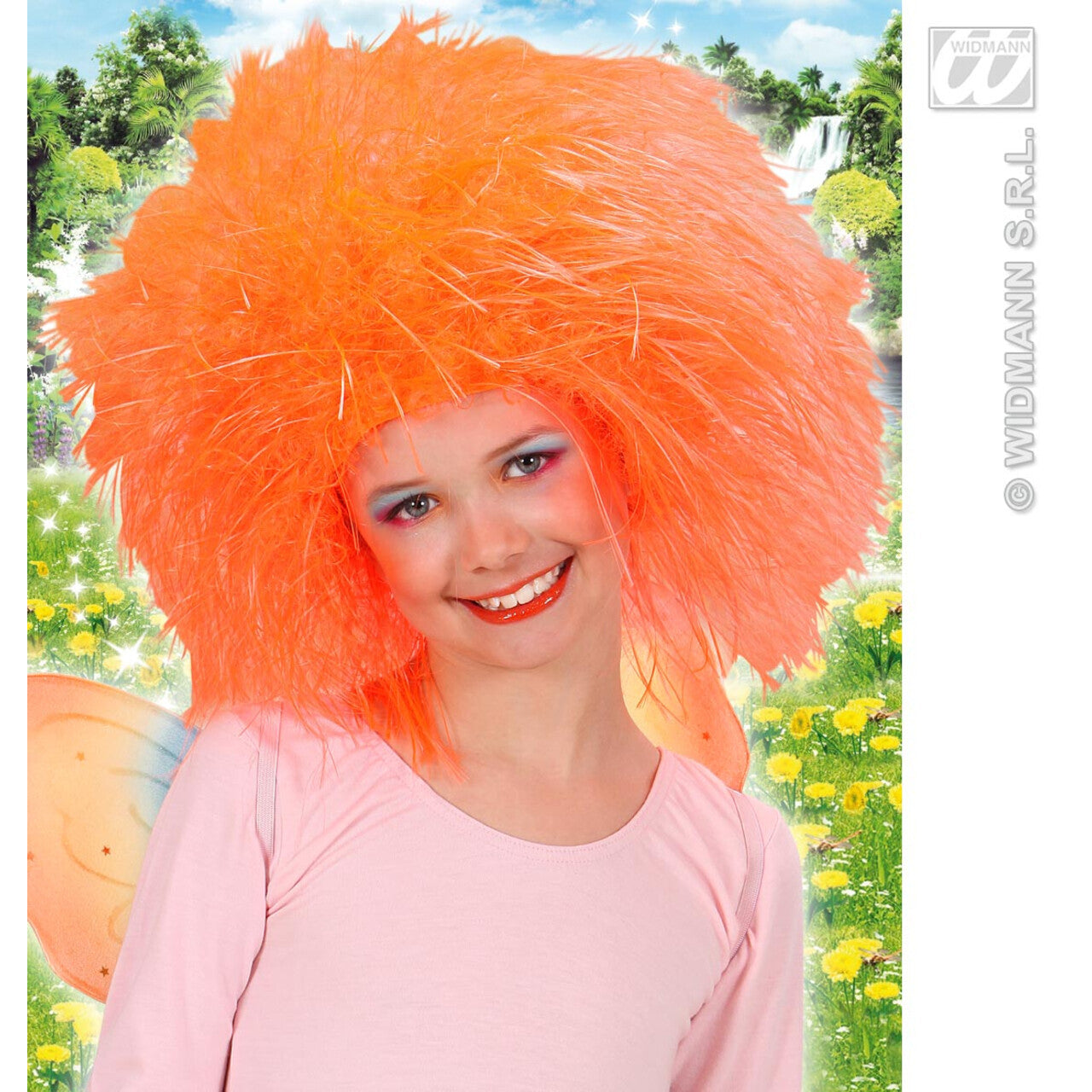 Op deze afbeelding zie je een Accessoires, van het merk Widmann. Pruik, Fee Kind Neon, Oranje