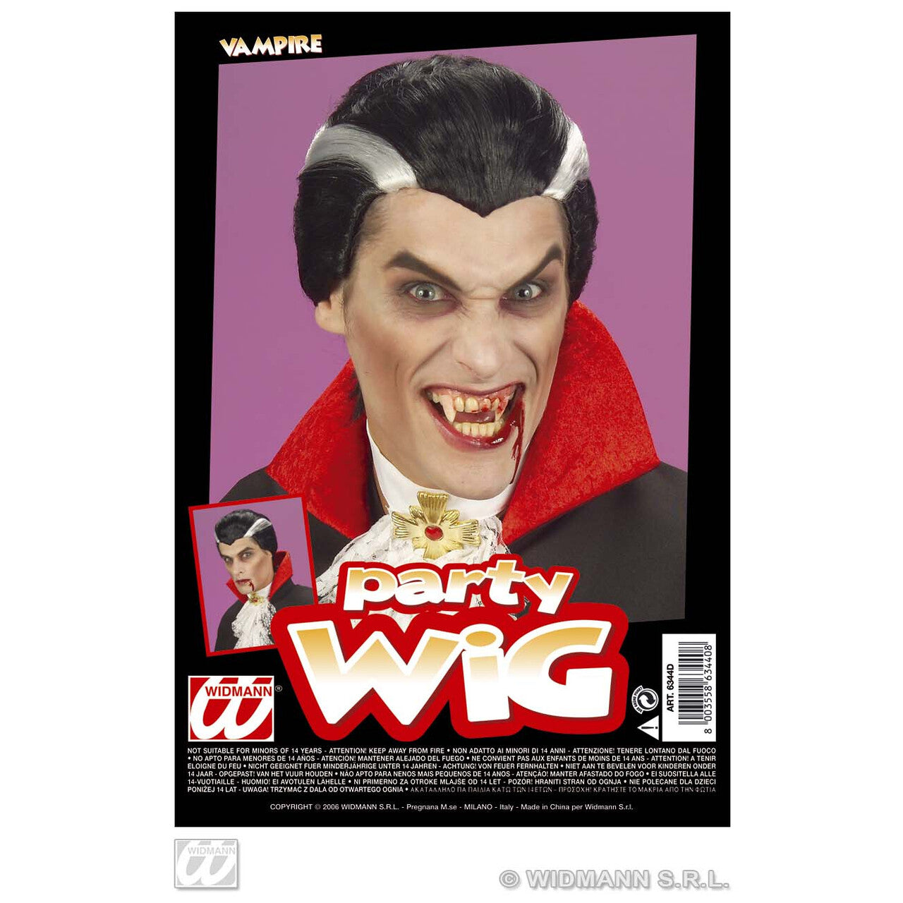 Op deze afbeelding zie je een Accessoires, van het merk Widmann. Pruik, Vampier Kort