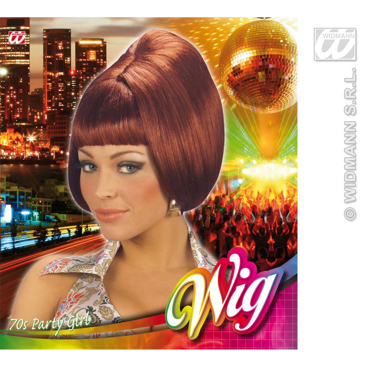 Op deze afbeelding zie je een Accessoires, van het merk Widmann. Pruik, Party Girl 70s Bruin