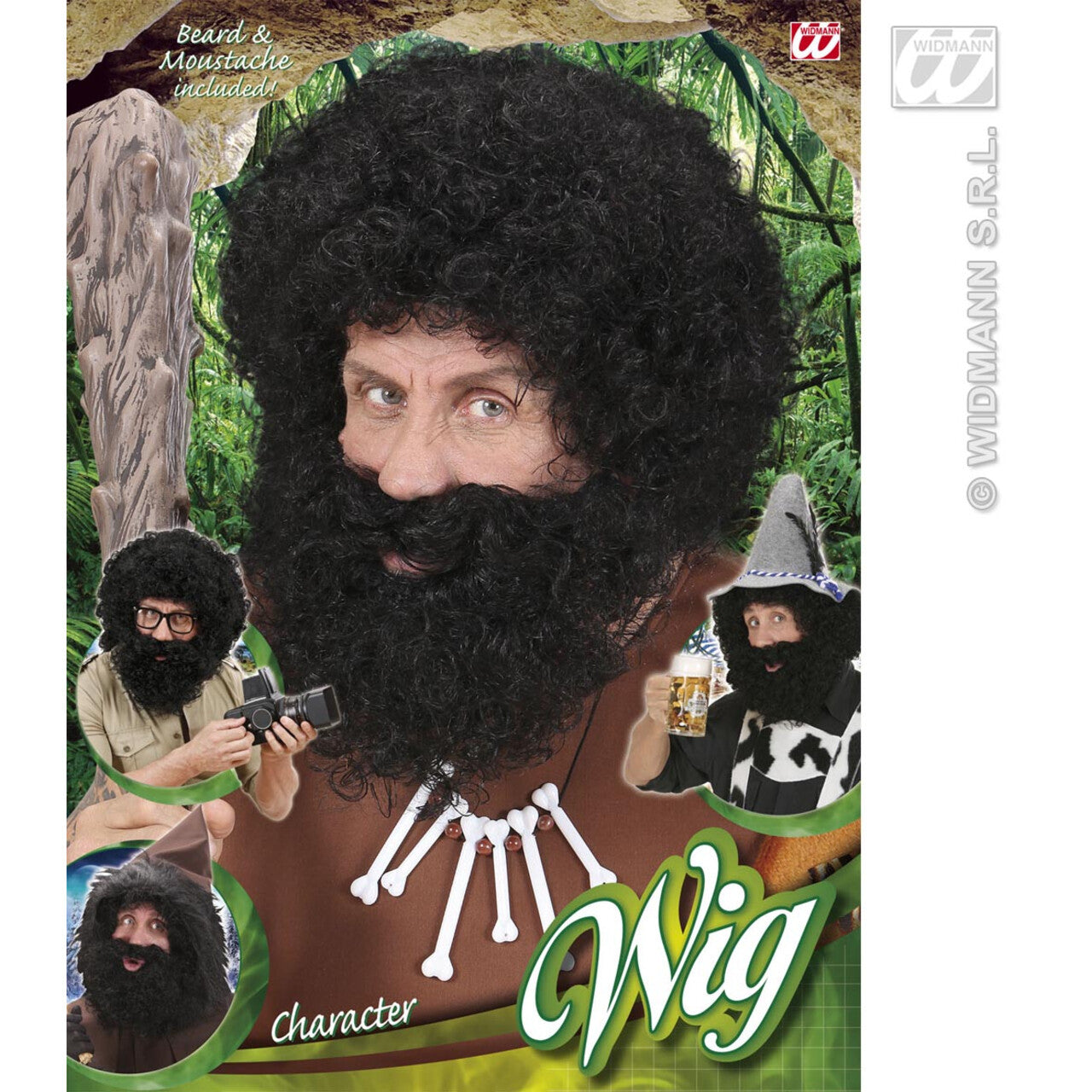 Op deze afbeelding zie je een Accessoires, van het merk Widmann. Pruik, Karakter Met Krullen En Baard, Zwart