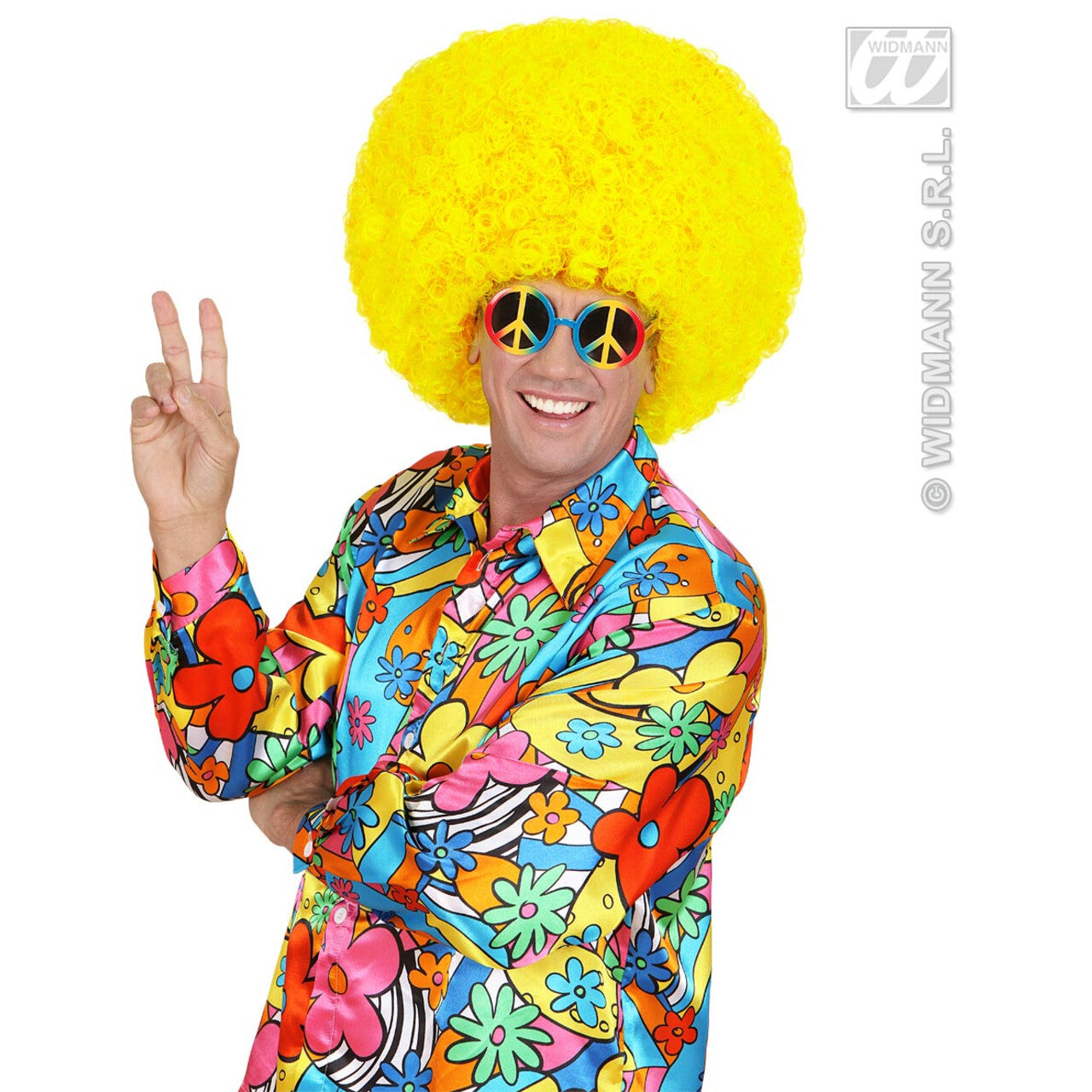 Op deze afbeelding zie je een Accessoires, van het merk Widmann. Bril, Love And Peace Multi Kleuren