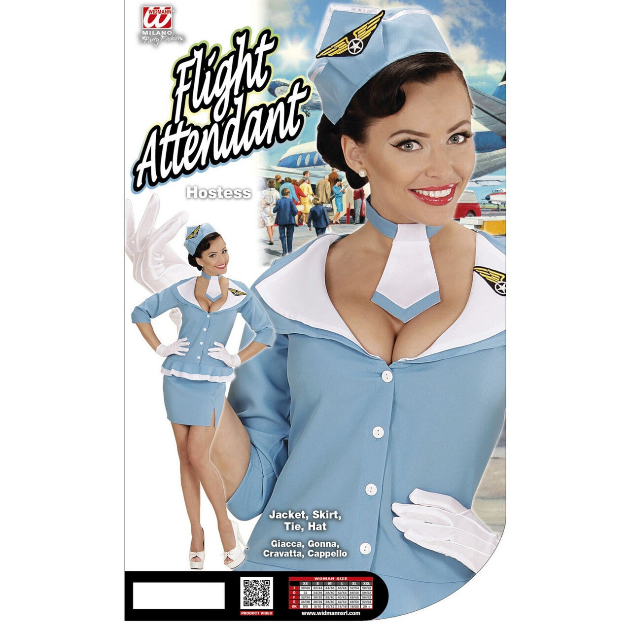 Op deze afbeelding zie je een Kostuums, van het merk Widmann. Pan-Am Retro Stewardess Vrouw Kostuum