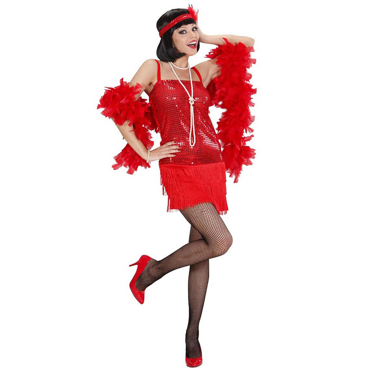 Op deze afbeelding zie je een Kostuums, van het merk Widmann. Enchanting Flapper Jurk Rood Kostuum Vrouw
