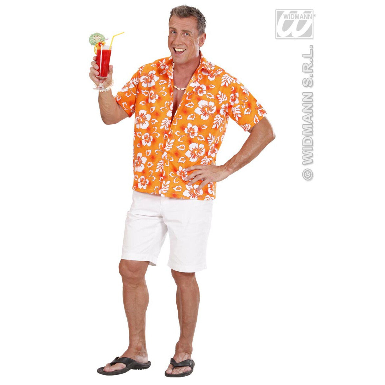 Op deze afbeelding zie je een Kostuums, van het merk Widmann. Hawaii Shirt Oranje Man