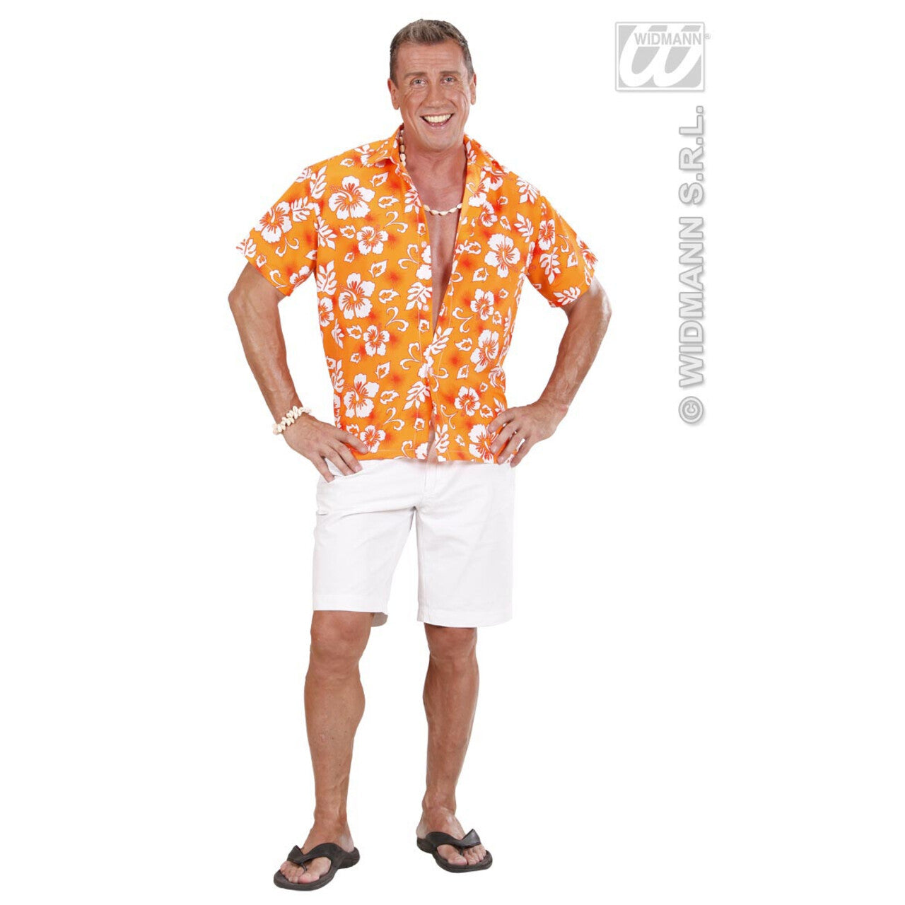 Op deze afbeelding zie je een Kostuums, van het merk Widmann. Hawaii Shirt Oranje Man