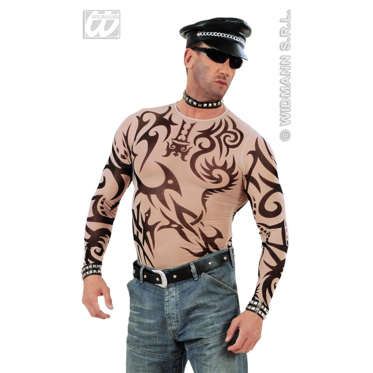 Op deze afbeelding zie je een Kostuums, van het merk Widmann. Tattoo Shirt Stam, Man