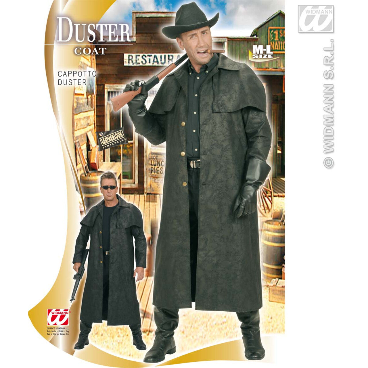 Op deze afbeelding zie je een Kostuums, van het merk Widmann. Lange Jas Zwart Man