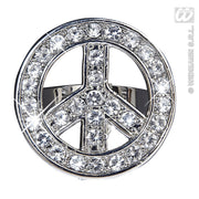 Op deze afbeelding zie je een Accessoires, van het merk Widmann. Peace And Love Ring Strass