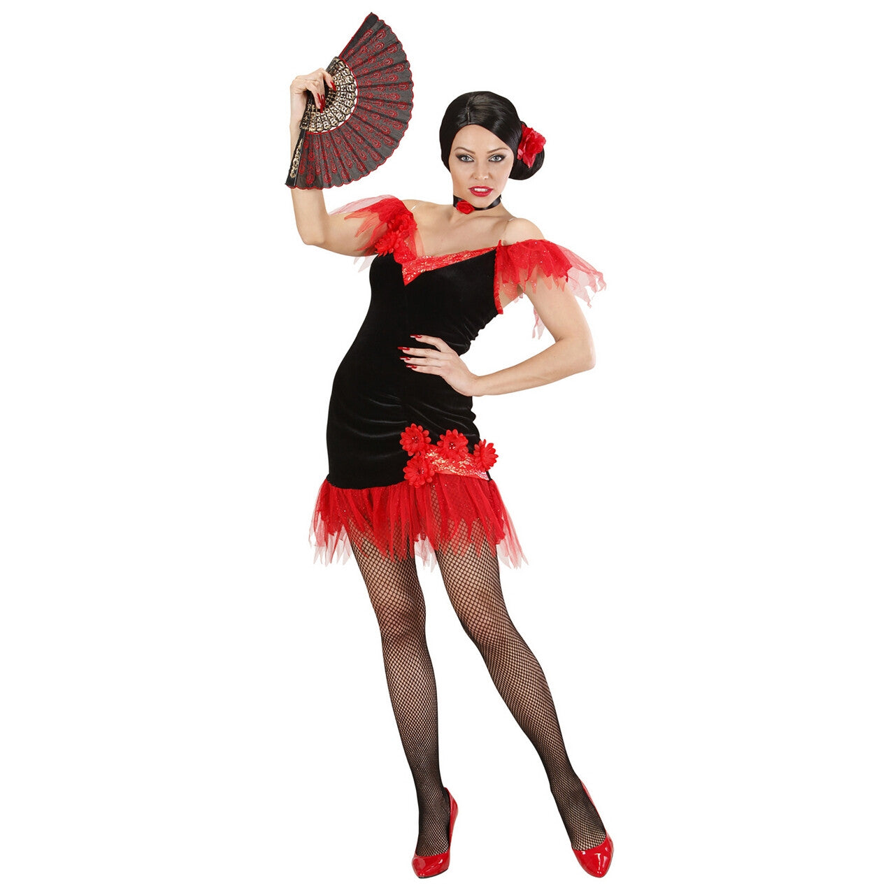 Op deze afbeelding zie je een Kostuums, van het merk Widmann. Spaanse Schone Guapa Flamenca Kostuum Vrouw