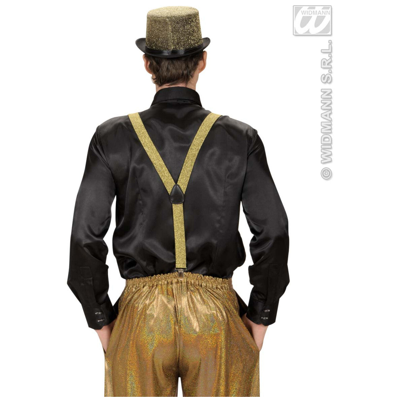 Op deze afbeelding zie je een Accessoires, van het merk Widmann. Bretel Lurex, Goud
