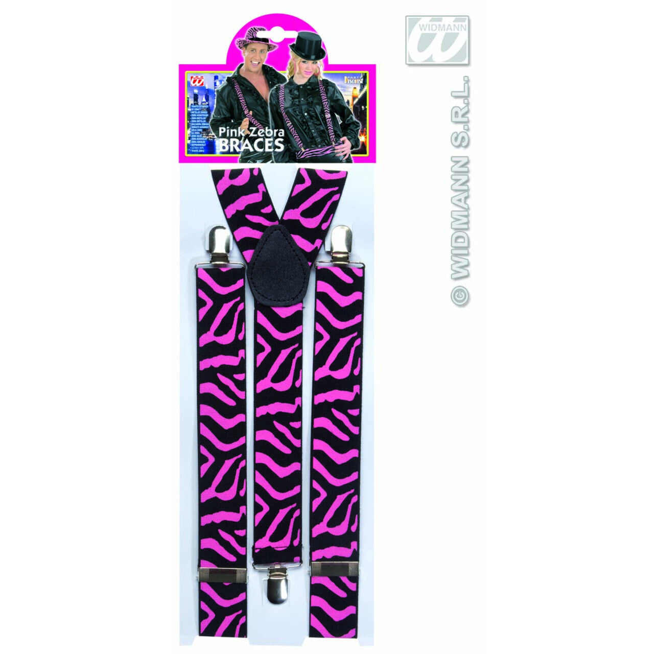Op deze afbeelding zie je een Accessoires, van het merk Widmann. Bretels Zebra Zwart / Roze