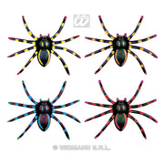 Op deze afbeelding zie je een Decoratie, van het merk Widmann. 4 Neon Spinnen, 7 Centimeter