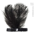 Hoofdband Zwart Met Marabou En Edelsteen