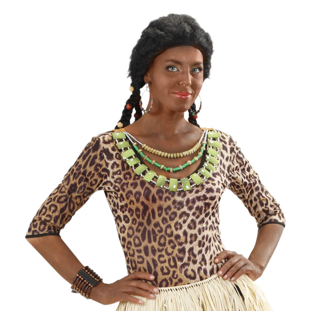 Op deze afbeelding zie je een Accessoires, van het merk Widmann. Tribal Ketting Met Groene Stenen