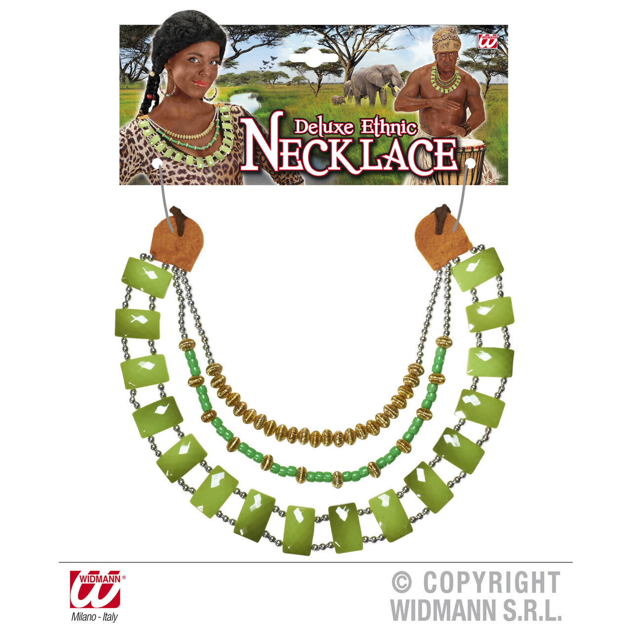 Op deze afbeelding zie je een Accessoires, van het merk Widmann. Tribal Ketting Met Groene Stenen
