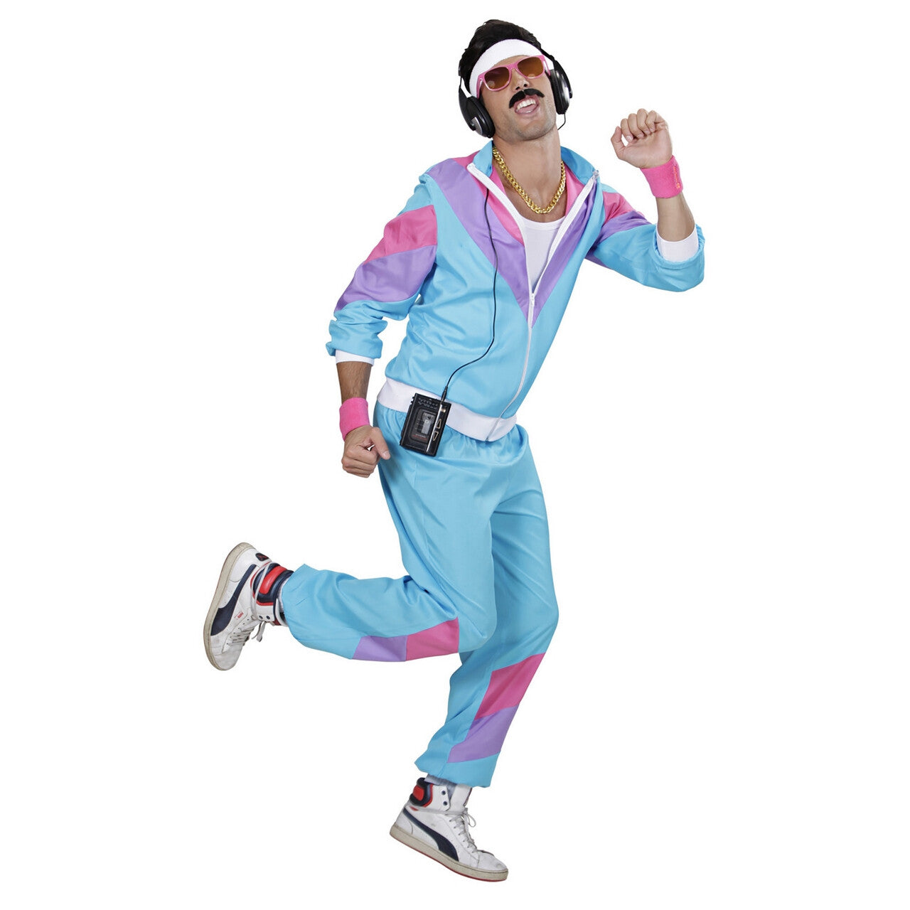 Op deze afbeelding zie je een Kostuums, van het merk Widmann. Fout Blauw New Kids 80s Trainingpak Volwassen Kostuum