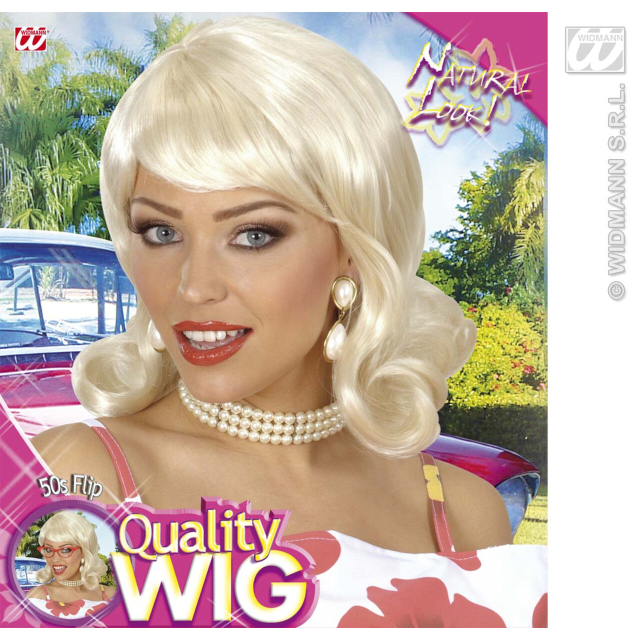 Op deze afbeelding zie je een Accessoires, van het merk Widmann. Pruik, Flip 50s Blond