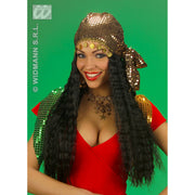 Op deze afbeelding zie je een Accessoires, van het merk Widmann. Pruik, Zigeunerin Met Hoofddoek
