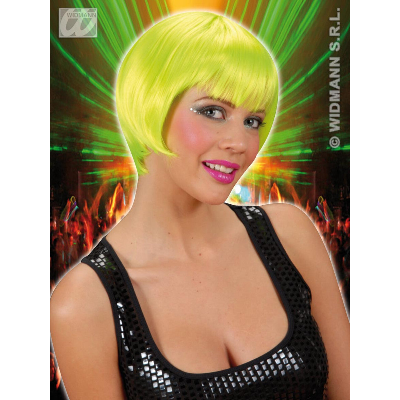 Op deze afbeelding zie je een Accessoires, van het merk Widmann. Pruik, Rave Neon Groen
