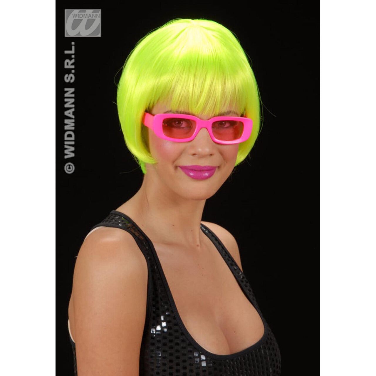 Op deze afbeelding zie je een Accessoires, van het merk Widmann. Pruik, Rave Neon Groen