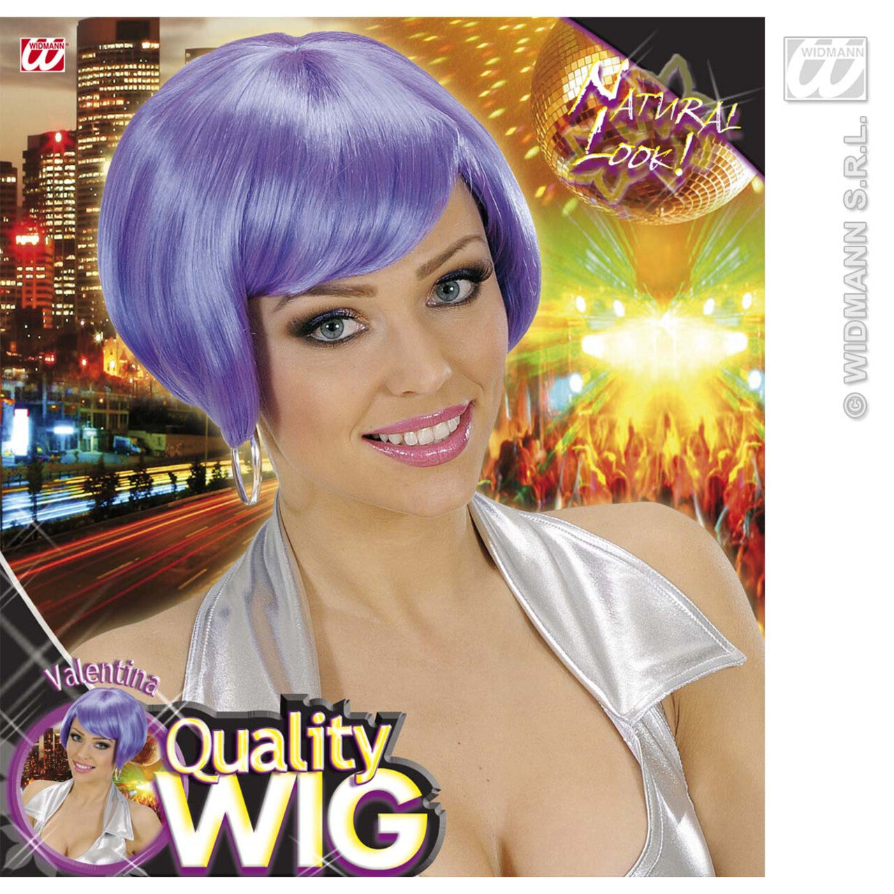 Op deze afbeelding zie je een Accessoires, van het merk Widmann. Pruik, Valentina Paars