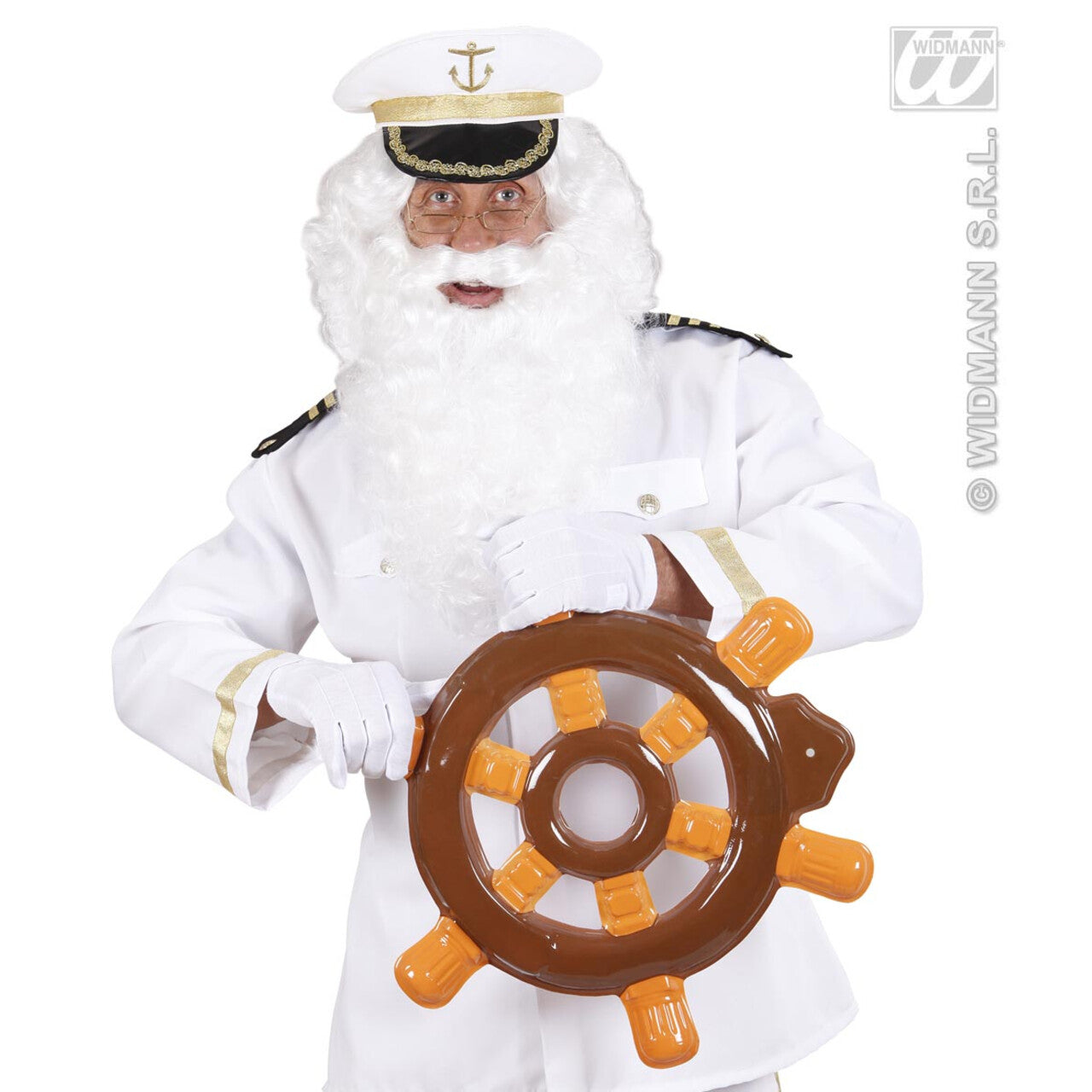Op deze afbeelding zie je een Accessoires, van het merk Widmann. Pruik, Wit Met Maxi Baard