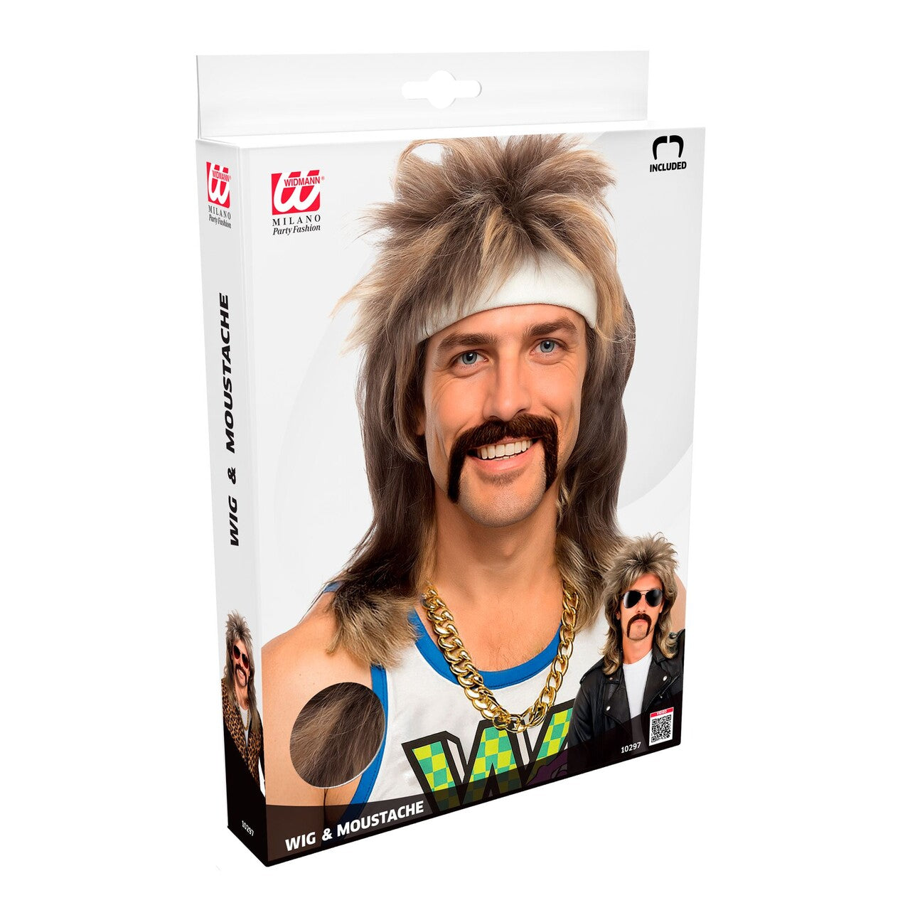 Op deze afbeelding zie je een Accessoires, van het merk Widmann. 80s Matjespruik Met Snor Blond