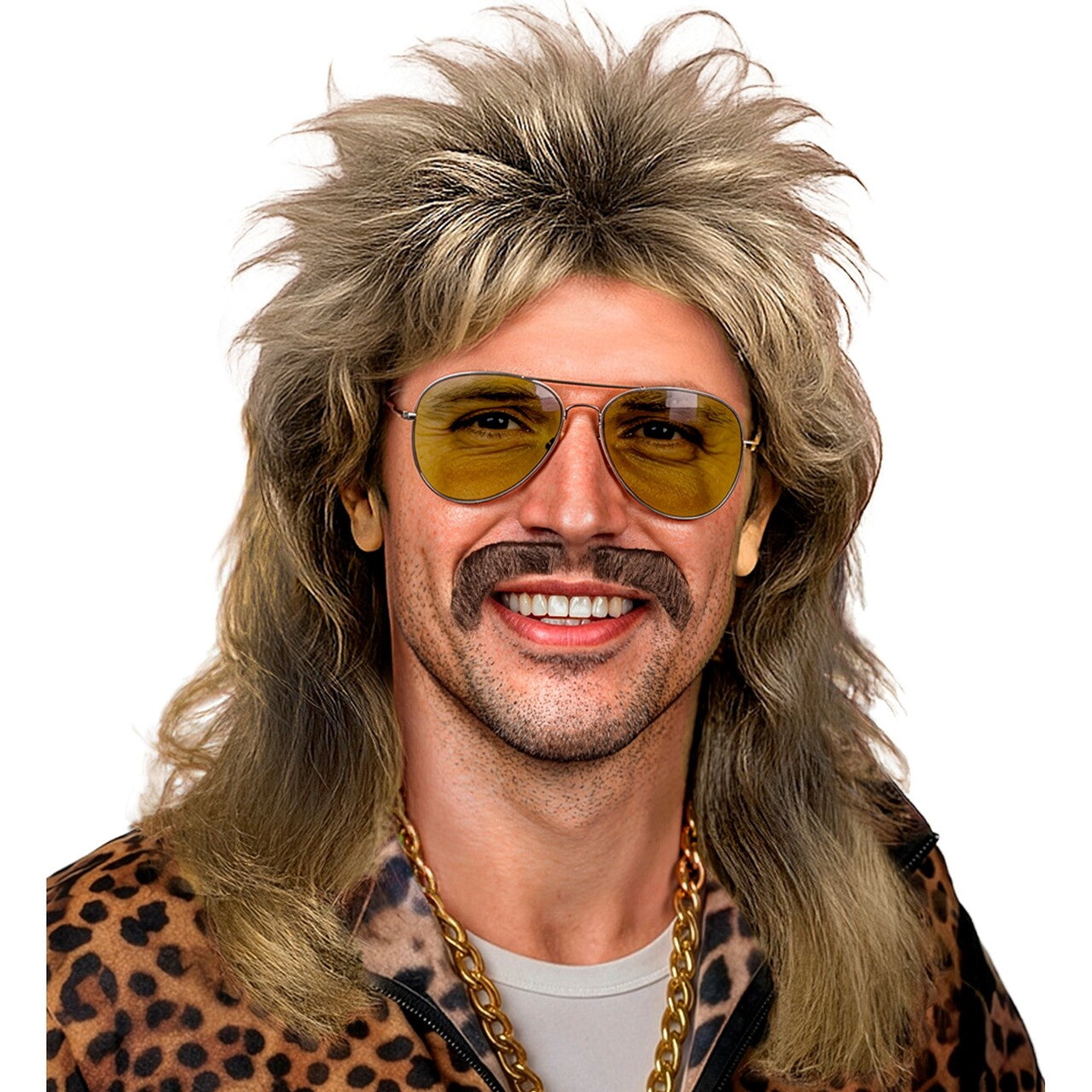 Op deze afbeelding zie je een Accessoires, van het merk Widmann. 80s Matjespruik Met Snor Blond