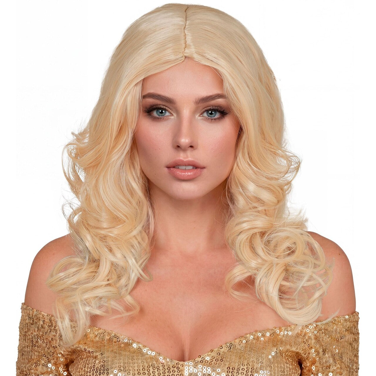 Op deze afbeelding zie je een Accessoires, van het merk Widmann. Groovy Krullen Pruik Blond