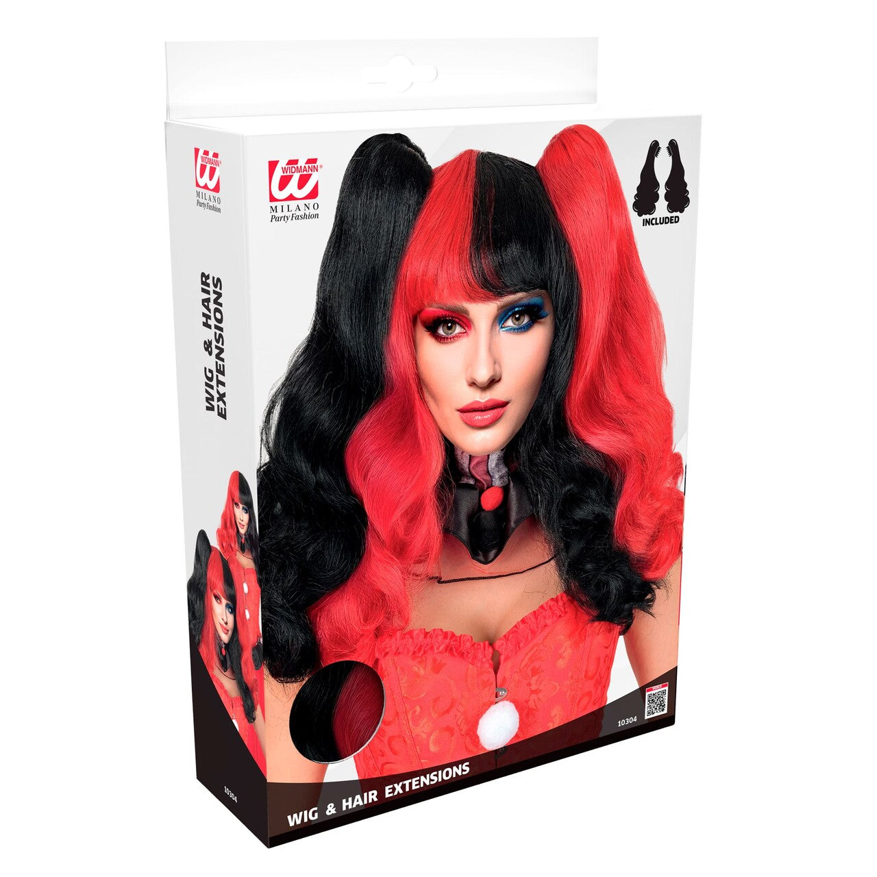 Op deze afbeelding zie je een Accessoires, van het merk Widmann. Harlequin Pruik Met Clip Extensions