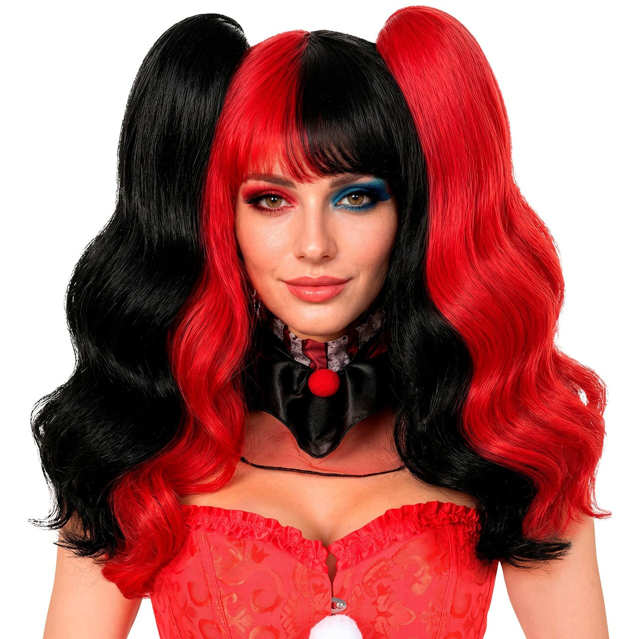 Op deze afbeelding zie je een Accessoires, van het merk Widmann. Harlequin Pruik Met Clip Extensions