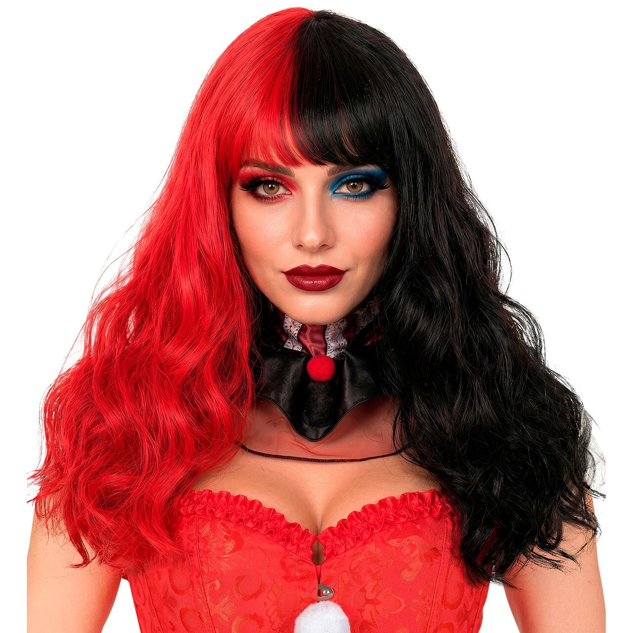 Op deze afbeelding zie je een Accessoires, van het merk Widmann. Harlequin Pruik Met Clip Extensions