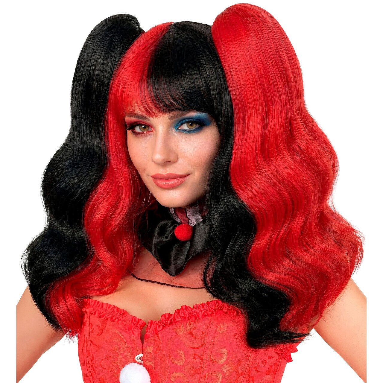 Op deze afbeelding zie je een Accessoires, van het merk Widmann. Harlequin Pruik Met Clip Extensions