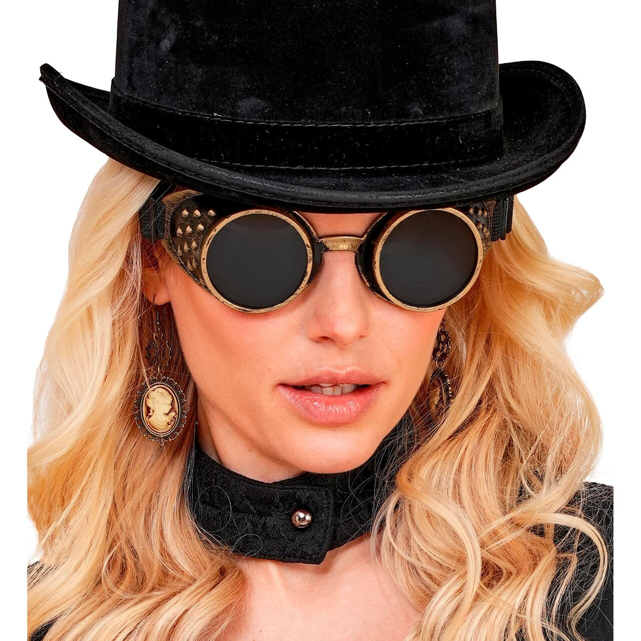 Op deze afbeelding zie je een Accessoires, van het merk Widmann. Antiek Gouden Steampunk Bril