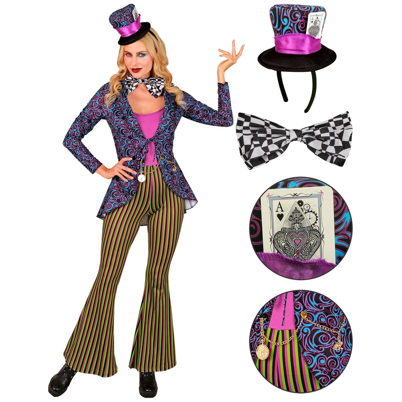 Op deze afbeelding zie je een Kostuums, van het merk Widmann. Hatter Maddy Madness Vrouw Kostuum