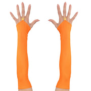 Op deze afbeelding zie je een Accessoires, van het merk Widmann. Tachtiger Jaren Vingerloze Handschoenen Satijn, Neon Oranje