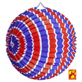 Feestelijke Papieren Bal Rood / Wit / Blauw Gestreept