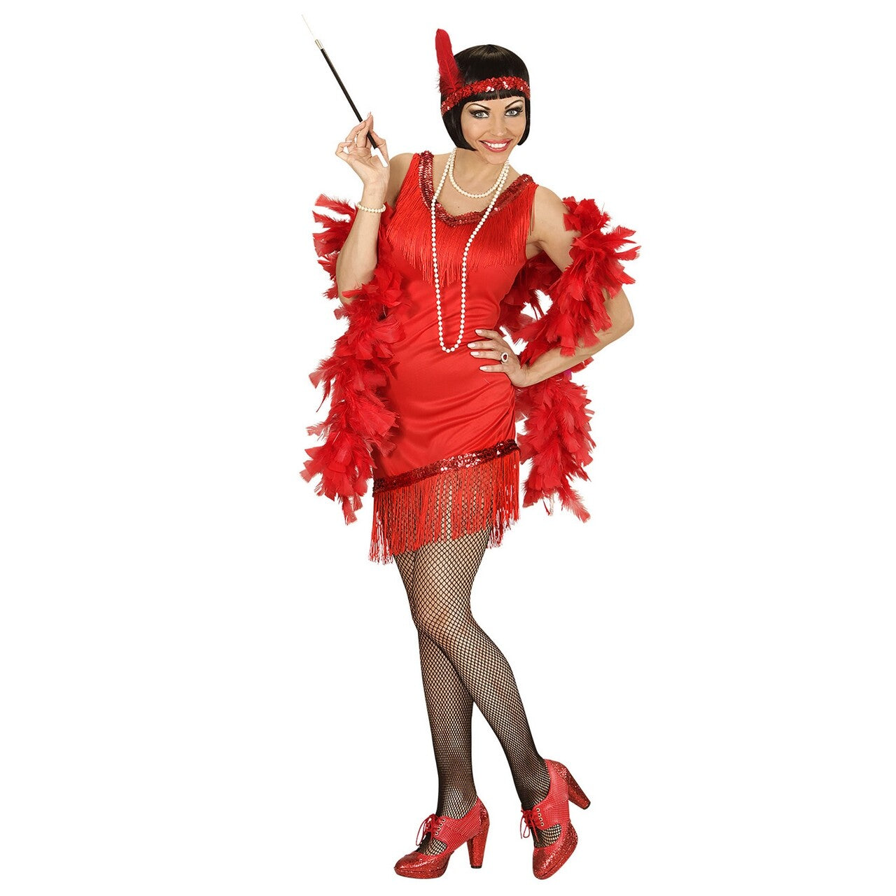 Op deze afbeelding zie je een Kostuums, van het merk Widmann. Detroit Flapper Rood Vrouw Kostuum