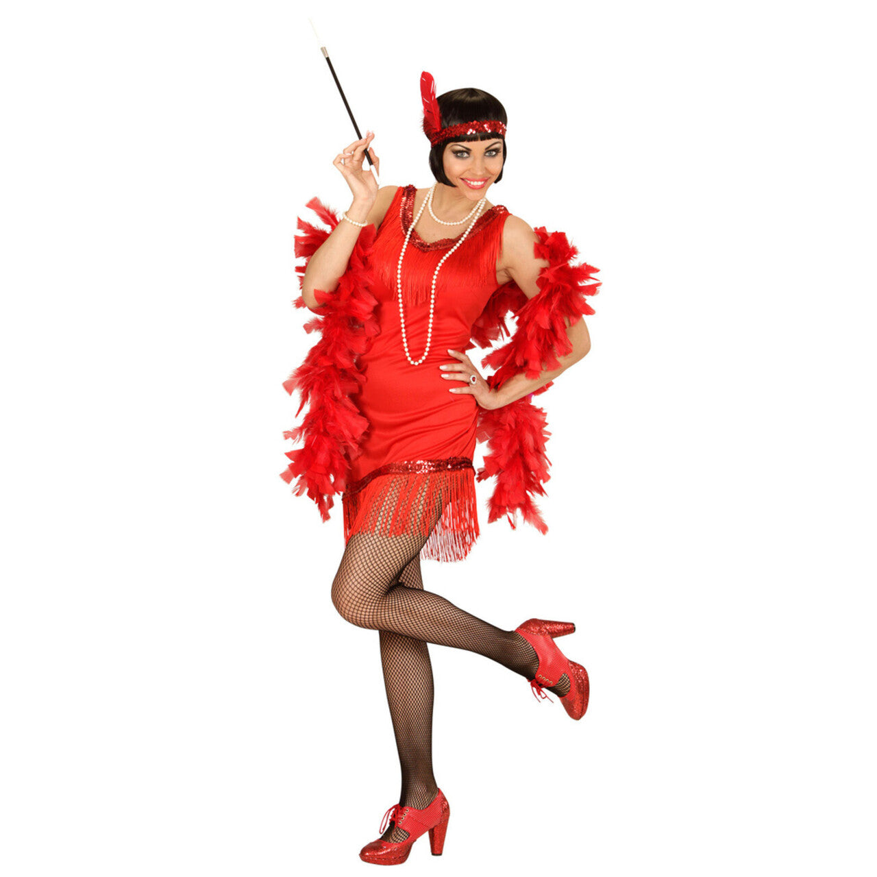 Op deze afbeelding zie je een Kostuums, van het merk Widmann. Detroit Flapper Rood Vrouw Kostuum