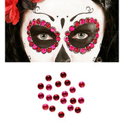 Op deze afbeelding zie je een Accessoires, van het merk Widmann. Opplak Set Van 40 Oog Edelstenen, Rood / Roze
