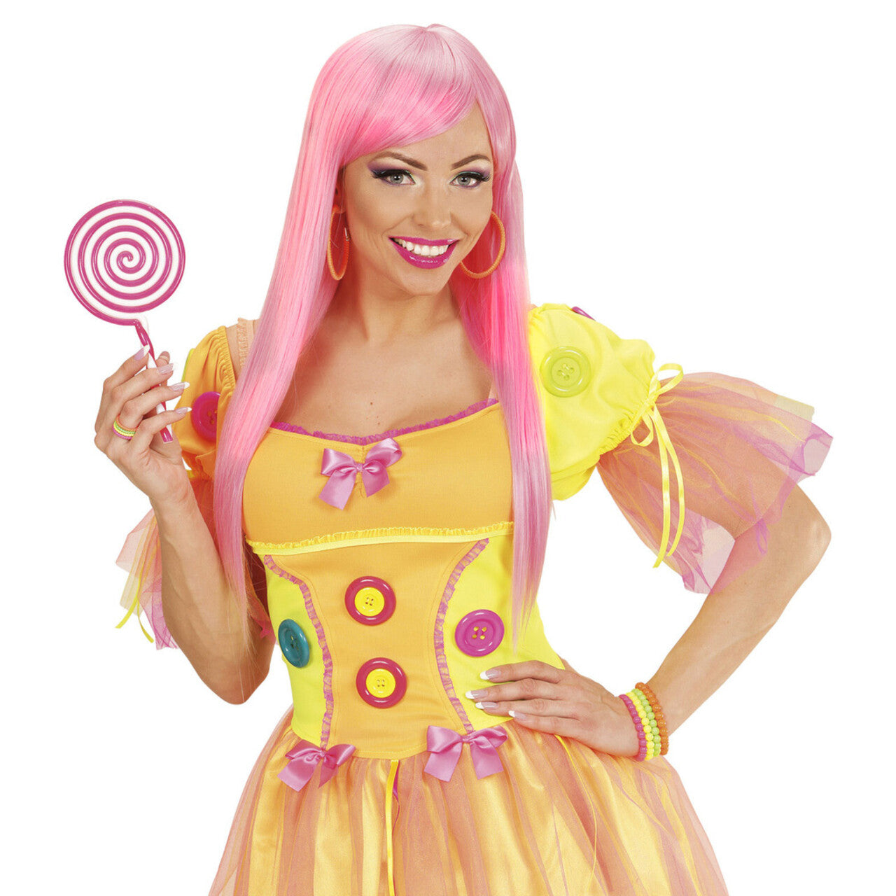 Op deze afbeelding zie je een Accessoires, van het merk Widmann. Rock Chick Oorbellen Neon Oranje
