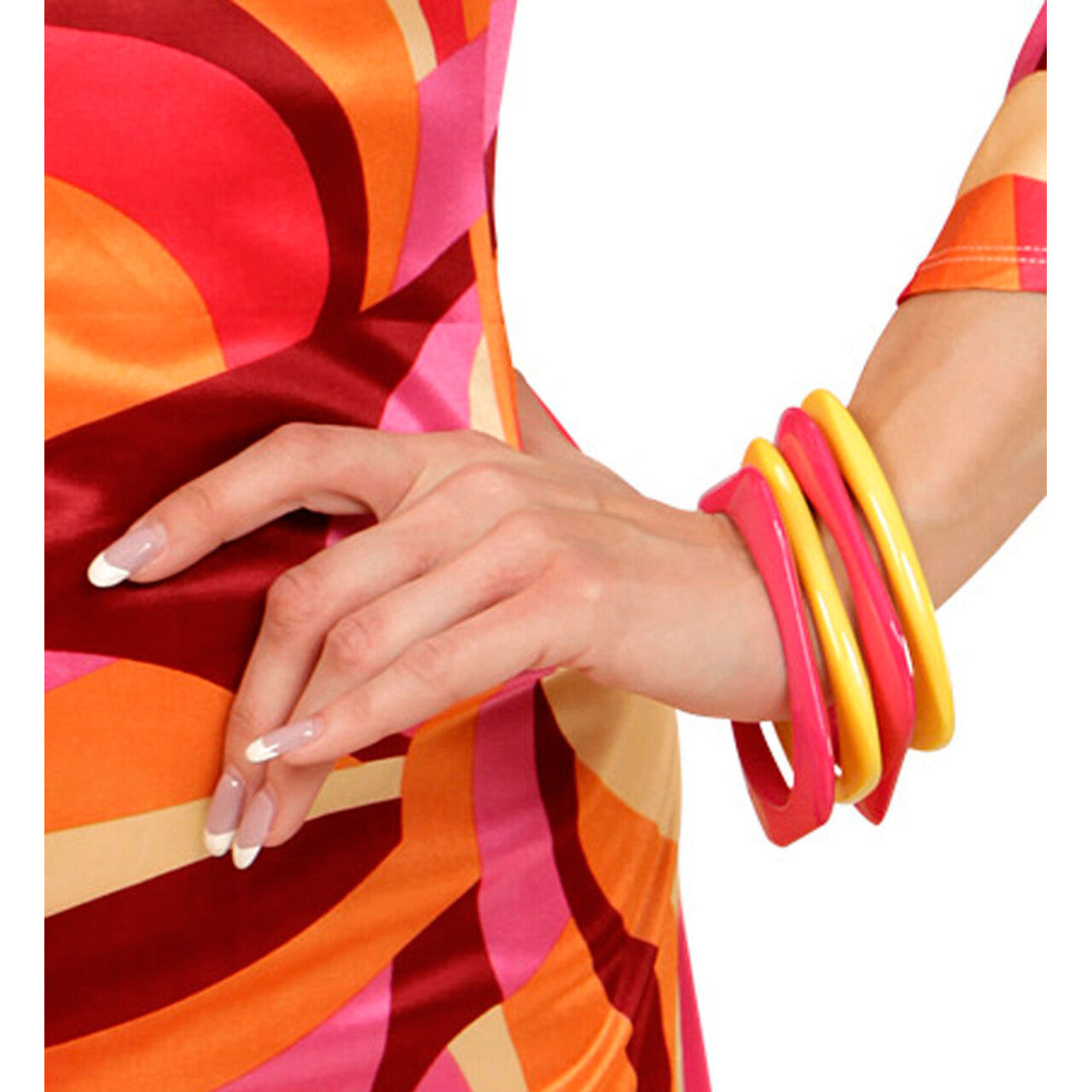 Op deze afbeelding zie je een Accessoires, van het merk Widmann. 70er Jaren Armband Disco Roze / Geel