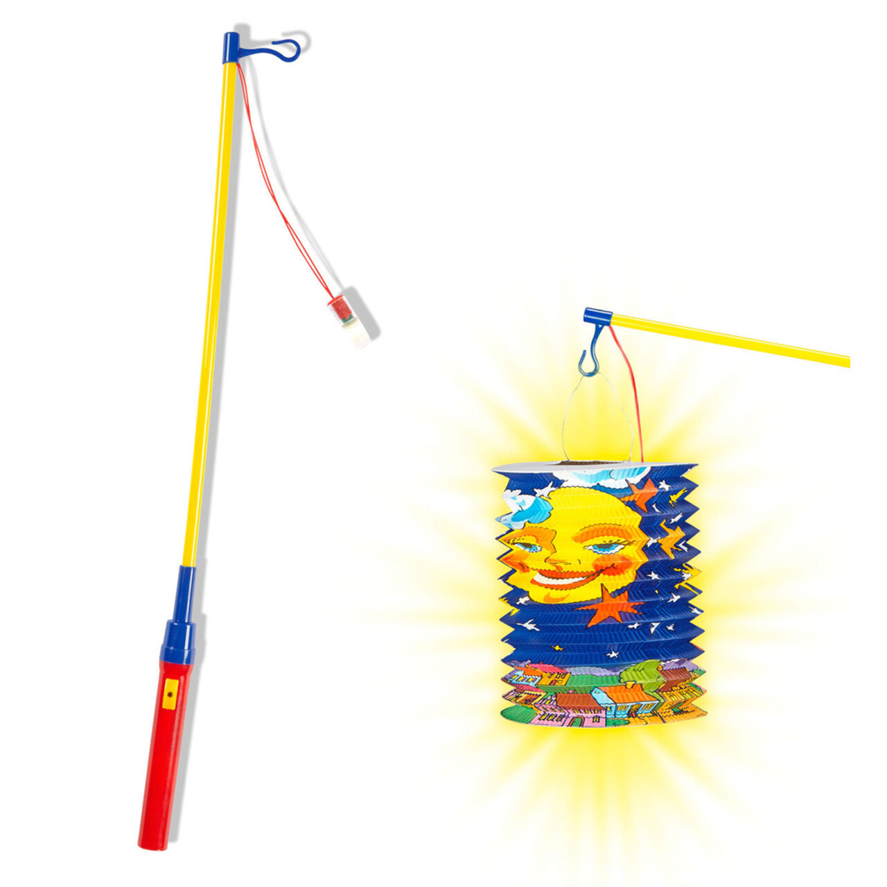 Op deze afbeelding zie je een Decoratie, van het merk Widmann. Sint Maarten Lampionstok Met Licht, 50cm