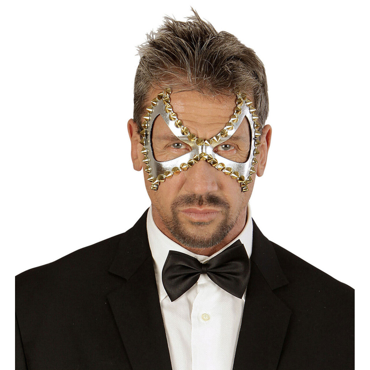Op deze afbeelding zie je een Accessoires, van het merk Widmann. Mistress Oogmasker Zilver Sm Met Nagels