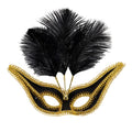 Uitbundig Oogmasker Zwart Met Goud En Veren