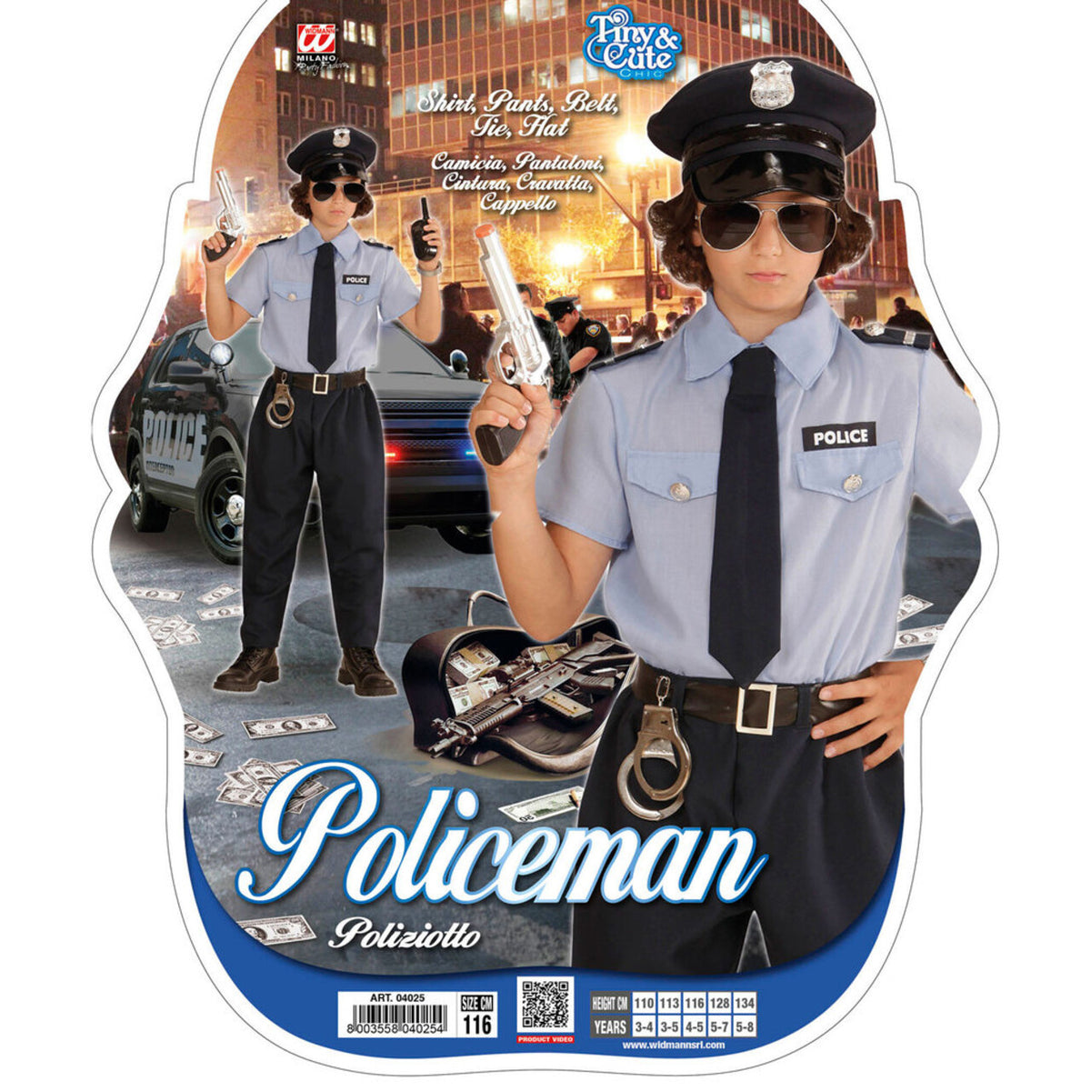 Op deze afbeelding zie je een Kostuums, van het merk Widmann. Realistische Politieman Jongen Kostuum