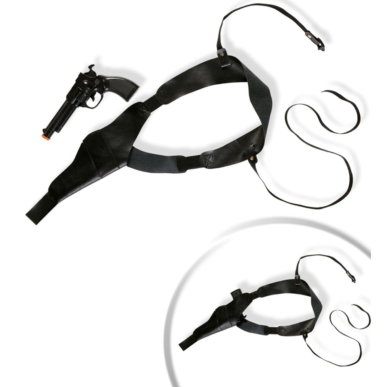 Op deze afbeelding zie je een Accessoires, van het merk Widmann. Detective Schouderholster Met Pistool