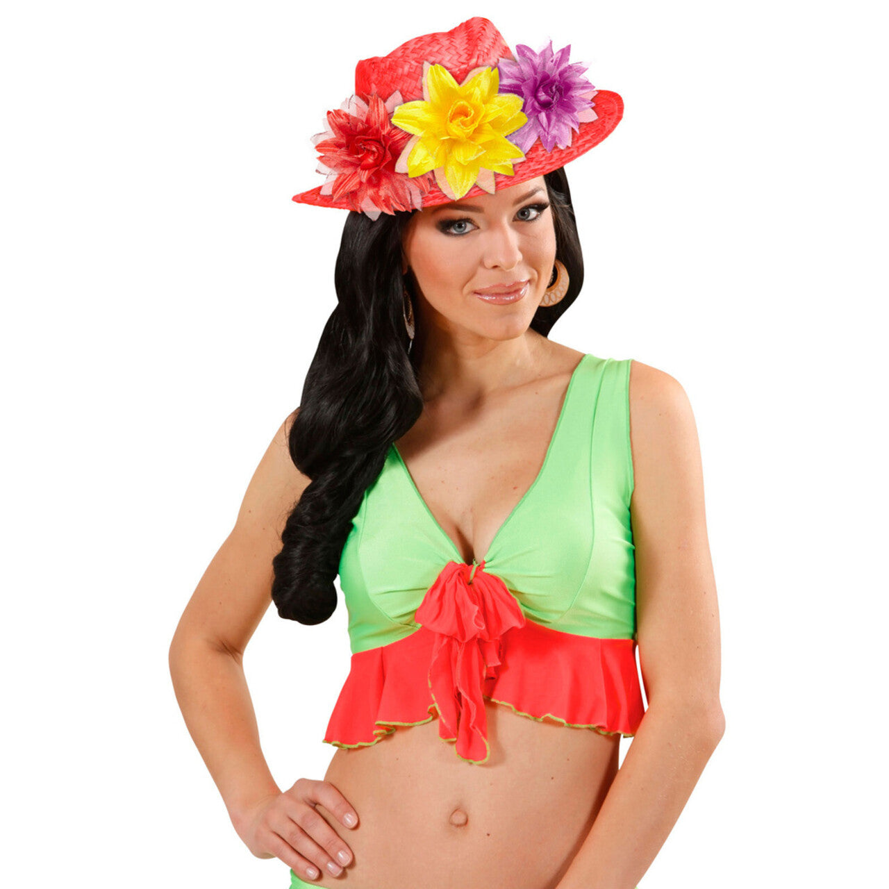 Op deze afbeelding zie je een Accessoires, van het merk Widmann. Tropische Haarclip Bloem Met Glitter, Lichtpaars